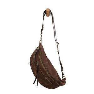 Joy Susan Brown Faux Suede Crossbody Sling Bag
